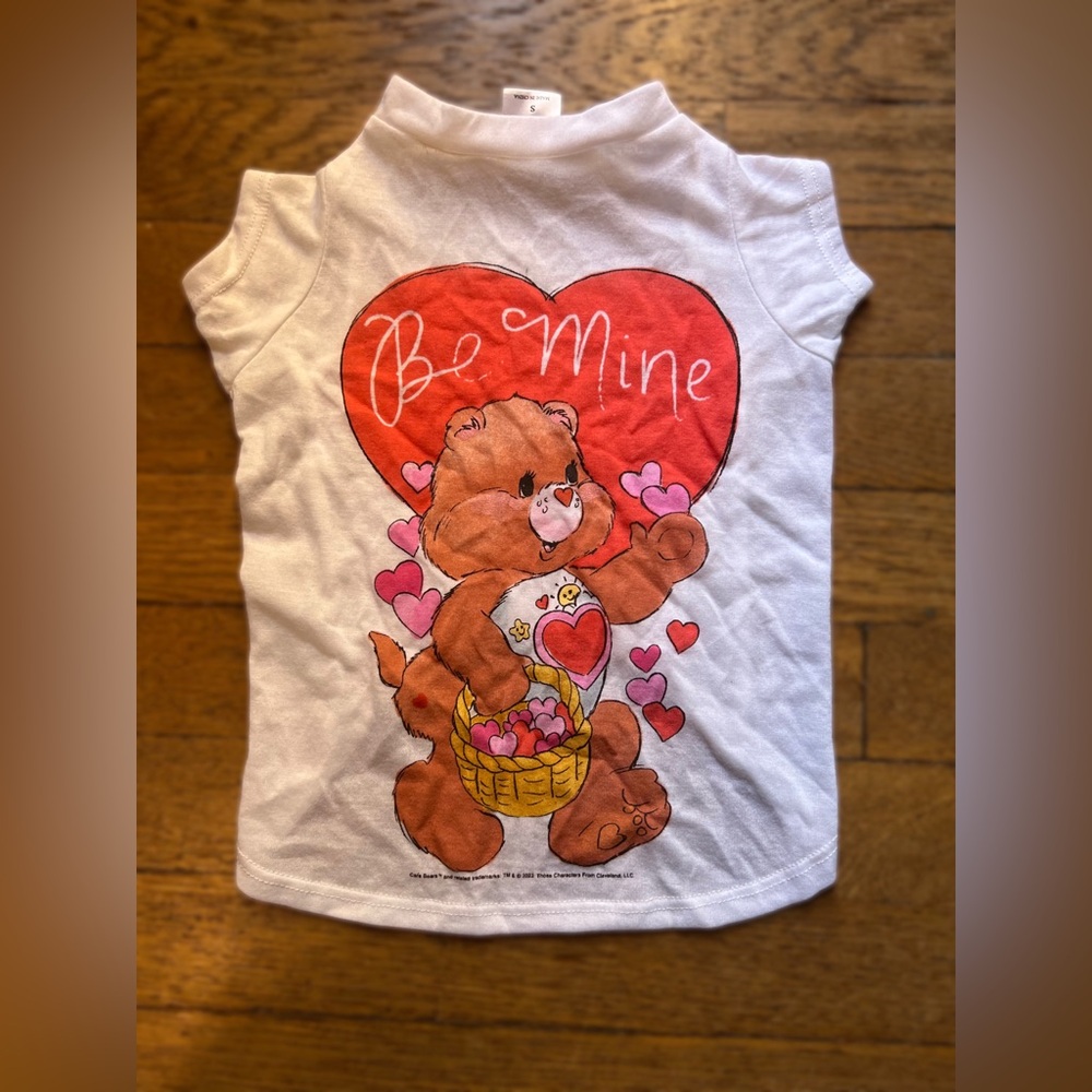 Care Bears White Tee with Red and Pink Heart Bear Graphic